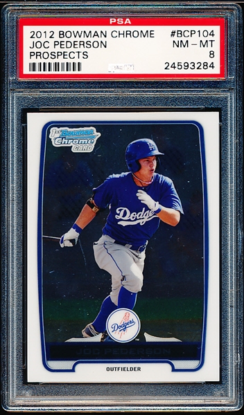 2012 Bowman Chrome Bb- “Prospects”- #BCP104 Joc Pederson, Dodgers- PSA Graded NM-MT 8