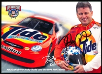 Autographed Ricky Rudd 1998 NASCAR #10 Tide Car Color 5” x 7” Schedule/ Handout