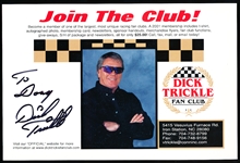 Autographed Dick Trickle NASCAR Fan Club Color 6” x 9” Handout