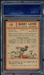 1962 Topps Football- #127 Bobby Layne, Steelers- PSA NM+ 7.5