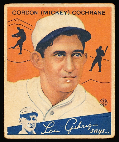 1934 Goudey Baseball- #2 Gordon (Mickey) Cochrane, Detroit Tigers