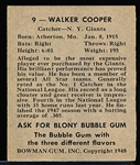 1948 Bowman Bb- #9 Walker Cooper, NY Giants