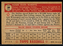 1952 Topps Baseball- #59 Robin Roberts, Phillies- Red Back