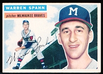 1956 Topps Bb- #10 Warren Spahn, Braves- White Back