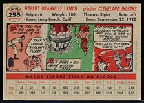 1956 Topps Bb- #255 Bob Lemon, Cleveland