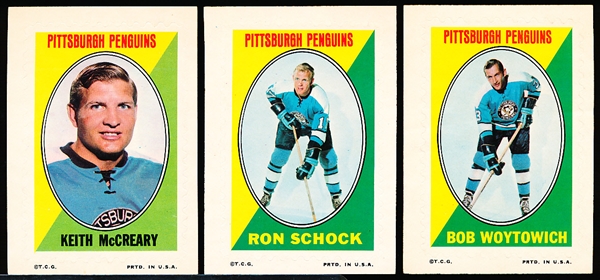 1970-71 Topps/ OPC Sticker Inserts- 3 Diff Pittsburgh Penguins