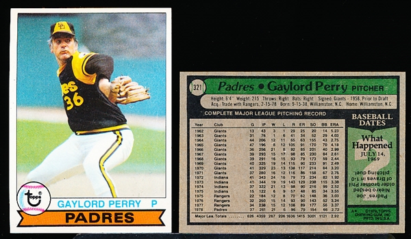 1979 Topps Bb- #321 Gaylord Perry, Padres- 50 Cards