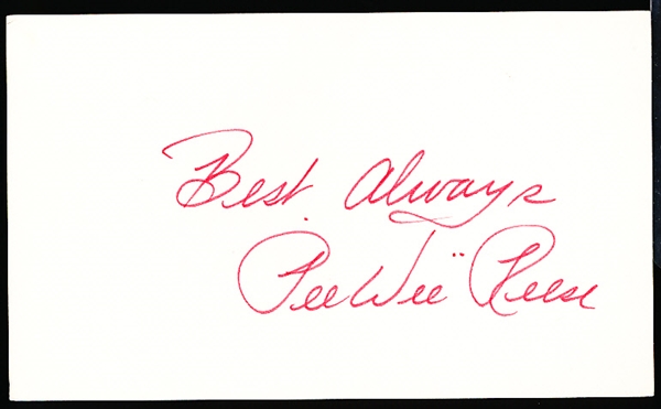 Autographed Pee Wee Reese MLB Index Card