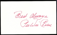 Autographed Pee Wee Reese MLB Index Card