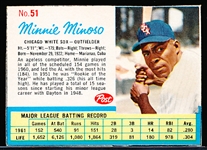 1962 Post Cereal Bb- #51 Minnie Minoso, White Sox