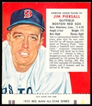1955 Red Man Tobacco Bb with Tab- AL #21 Jim Piersall, Boston Red Sox