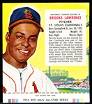 1955 Red Man Tobacco with Tab- NL #4 Brooks Lawrence, Cardinals