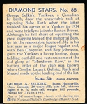 1934-36 Diamond Stars Baseball- #88 George Selkirk, Yankees- Hi#- 1936 Blue Print Back