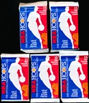 1989-90 Hoops Series 2 Bskbl.- 5 Unopened Packs of 15 Cards with Stars on Top!