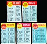 1963 Topps Bb- 5 Diff Checklists- All Unchecked