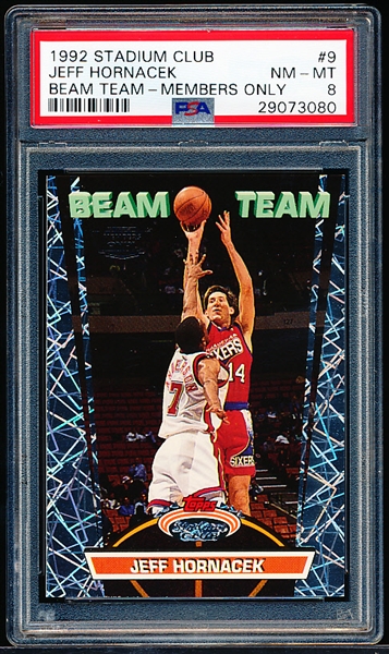 1992 Stadium Club Basketball- Beam Team Members Only- #9 Jeff Hornacek, 76ers- PSA NM-Mt 8