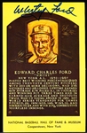 Autographed Whitey Ford Baseball HOF Yellow Plaque Postcard