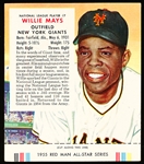 1955 Red Man Tobacco Bb- With Tab- NL #7 Willie Mays, Giants