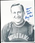 Autographed Gerry Faust Notre Dame NCAA Ftbl. B/W 8” x 10” Thin Paper Photo