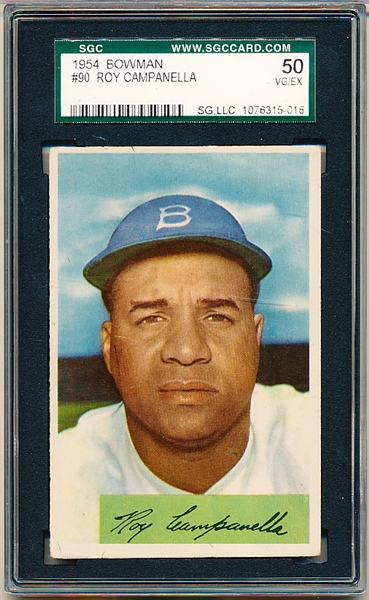 1954 Bowman Baseball- #90 Roy Campanella, Brooklyn Dodgers- SGC 50 (Vg-Ex)