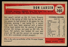 1954 Bowman Baseball- #101 Don Larsen RC, Orioles