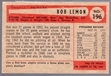 1954 Bowman Baseball- #196 Bob Lemon, Indians