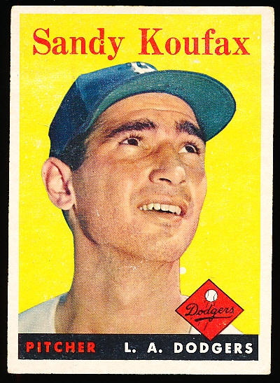 1958 Topps Baseball- #187 Sandy Koufax, Dodgers