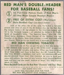 1952 Red Man Tobacco Bb with Tab- NL #3 Ewell Blackwell, Cinc Reds- March expiration back