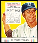1953 Red Man Tobacco Bb with Tab- NL #5 Roy Campanella, Brooklyn Dodgers-March expiration back.