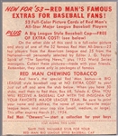 1953 Red Man Tobacco Bb with Tab- NL #8 Sal Maglie, NY Giants- Vg-Ex cr . March expiration back.
