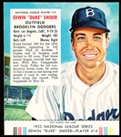 1953 Red Man Tobacco Bb with Tab- NL #14 Edwin “Duke” Snider, Brooklyn Dodgers- March expiration back