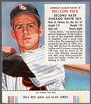 1954 Red Man Tobacco Bb with Tab- AL #3 Nelson Fox, White Sox- March expiration back