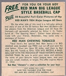 1954 Red Man Tobacco Bb with Tab- AL #3 Nelson Fox, White Sox- March expiration back