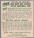 1954 Red Man Tobacco Bb with Tab- NL #20 Johnny Logan, Milw. Braves- May expiration back.