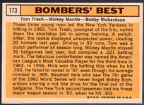 1963 Topps Bb- #173 Bombers’ Best- Tresh/ Mantle/ Richardson