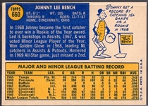 1970 Topps Bb- #660 Johnny Bench, Reds- Hi#