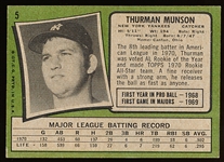 1971 Topps Bb- #5 Thurman Munson, Yankees