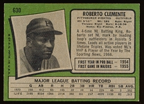 1971 Topps Bb- #630 Roberto Clemente, Pirates