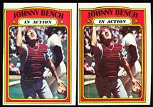 1972 Topps Bb- #434 Johnny Bench IA- 2 Cards