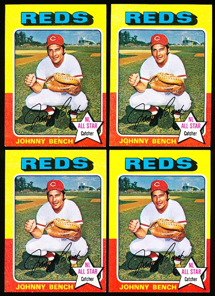 1975 Topps Bb Minis- #260 Johnny Bench, Reds- 4 Cards