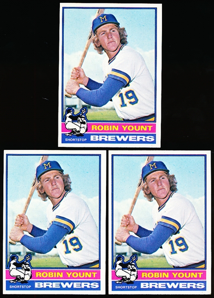 1976 Topps Bb- #316 Robin Yount, Brewers- 3 Cards