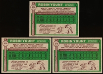 1976 Topps Bb- #316 Robin Yount, Brewers- 3 Cards