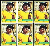 1976 Topps Bb- #500 Reggie Jackson, A’s- 6 Cards