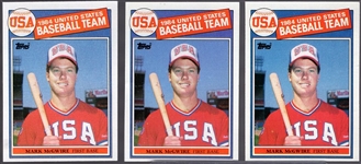1985 Topps Bb- #401 Mark McGwire RC- 3 Cards
