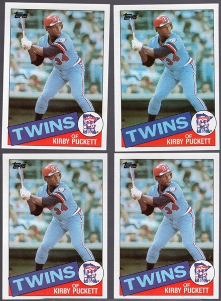 1985 Topps Bb- #536 Kirby Puckett, Twins- 4 Cards