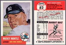 1991 Topps Bb- “1953 Archives”- #82 Mickey Mantle- 13 Cards