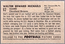 1952 Bowman Football Small- #62 Walter Michaels, Browns