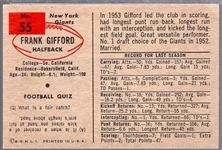 1954 Bowman Football- #55 Frank Gifford, Giants