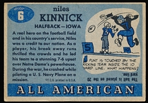 1955 Topps Football All American - #6 Niles Kinnick, Iowa