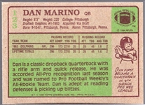 1984 Topps Fb- #123 Dan Marino RC